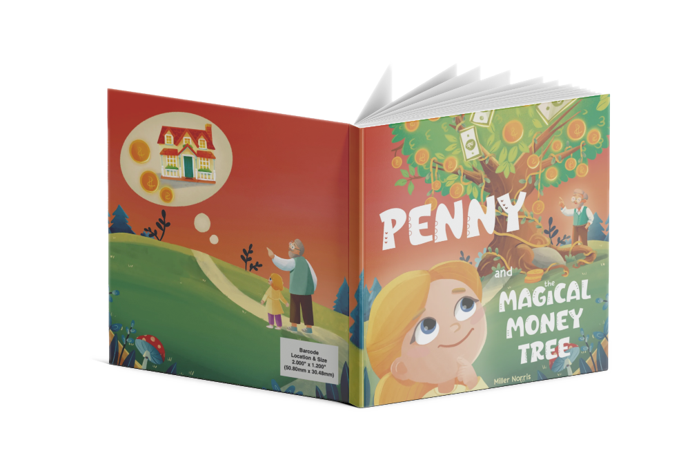 Penny and the Magical Money Tree — 3D book cover.